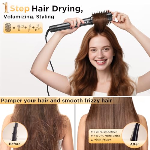 Uwithm Airstyler 5 in 1, Hairstyler 110000 rpm Professional Ionic Blow Dryer with 2 Size Curling Iron Auto-Wrap, Volume Brush, Hair Straightener Brush, Hair Styler for Quick Drying, No Heat Damage