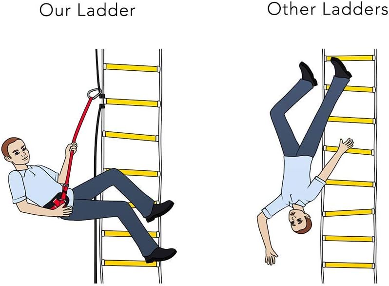 Fire Escape Rope Ladder for Balcony 3 Story - Safety Ladders with Carabiners & Harness Belt 10m (32ft) - - 