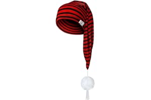 Unisex Night Cap Adjustable Sleeping Cap Men Women Striped Pajama Hat with Pom Ball for Christmas Costume Party