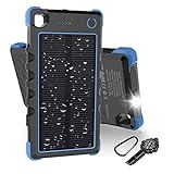 Solar Charger Type C 13500mAh, Hobest Dual Input/Output 3A Max Solar Phone Charger, Portable Outdoor Solar Power Bank with Whistle Compass (Blue)