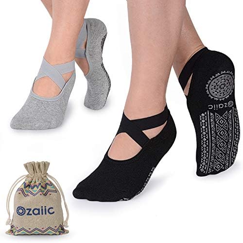Yoga Socks for Women Non-Slip Grips Straps, Ideal for Pilates