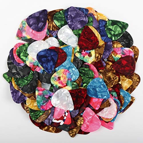 200pcs 0.46mm/0.71mm/0.96mm Random Color Celluloid Guitar Picks for Bass Electric Acoustic Guitars - Thumbnail 3