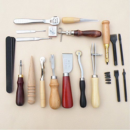 ParaCity Sewing Supplies Accessories Tools, Leather Craft Hand Stitching Sewing Tool (18 Pcs Set