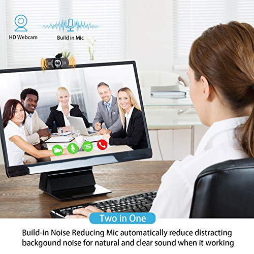 1080P Full HD Auto Light Correct Webcam with Built-in Noise Reduc Microphone & Privacy Cover, Desktop or Laptop Computer USB Webcam for Video Callin Conferencing Gaming Live Streaming Online Class