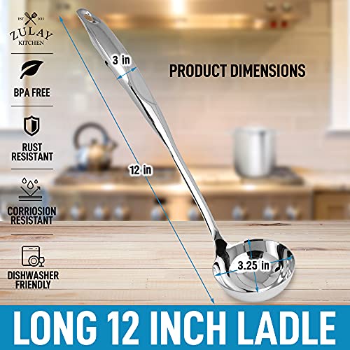 Zulay Premium 12 Inch Stainless Steel Ladle with Comfortable Grip