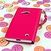 MPERO Nokia Lumia 730 / 735 Wallet Case, [Flex Flip] Cover with Card Slots and Wrist Strap (Hot Pink / Navy)