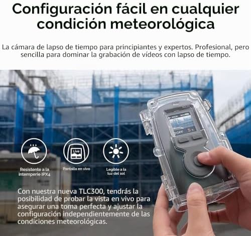 BCC300-C Timelapse Video Bundle - Cámara TLC300 1080P FHD y HDR, 118°FOV, Pantalla LCD IPS 1.44”, Carcasa IPX4, Abrazadera, Fácil de Usar en Obras de Construcción, Interiores y Exteriores