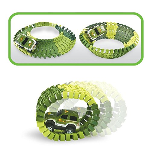 ONTOPON Dinosaur Tracks Circuit 2 Car 142 Pieces Modular, Magic and Games Circuit Car Toy with Ultra Fun Accessories(142p)