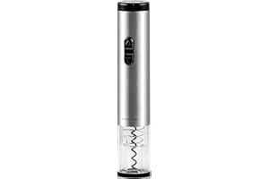 OVENTE Electric Wine Bottle Opener with Foil Wine Cutter, 4 AA Battery Operated Corkscrews for Wine Bottles - One Touch Opera