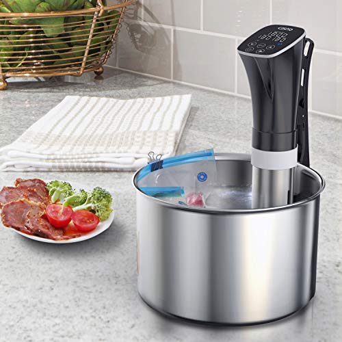 CISNO Sous Vide Cooker, 1000W Thermal Immersion Cooking Circulator, Accurate Temperature Control, 99 Hours Timer, Led Display, Cook Like A Pro Chef, Free Seal Bags & Hand Pump