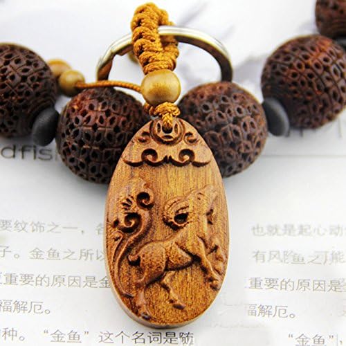 Twelve Chinese Zodiac Signs Rose Wooden Man Lucky Key Ring Women Key Finder (Sheep)