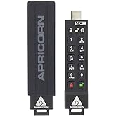 Apricorn 128GB Aegis Secure Key 3 NXC 256-Bit Hardware-Encrypted USB 3.2 Type C Flash Drive, FIPS 140-3 Level 3 Validated (ASK3-NXC-128GB), Black
