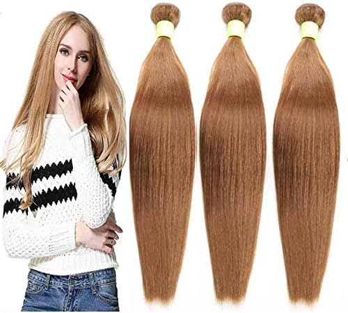 10 12 14 inches 7a Grade Remy Brazilian Silky Straight Human Hair Weave Bundles Unprocessed 3 pack #30 Brown Color