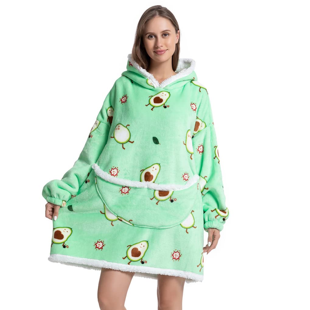 AUTUCAU Hoodie Blanket, Ultra Soft Sherpa Fleece Warm Comfy Cosy Oversized Wearable Giant Sweatshirt Throw for Women Girls Adults Men Boys Kids Big Pocket - One Size