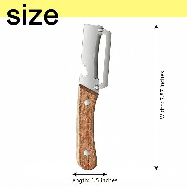 MULTIFUNCTIONAL PREMIUM VEGETABLE PEELER WITH WOODEN HANDLE, STAINLESS STEEL BLADE & BOTTLE OPENER, NON-SLIP KITCHEN TOOL FOR FRUIT, APPLE, POTATO, PUMPKIN, PAPAYA, ZUCCHINI (1PC)