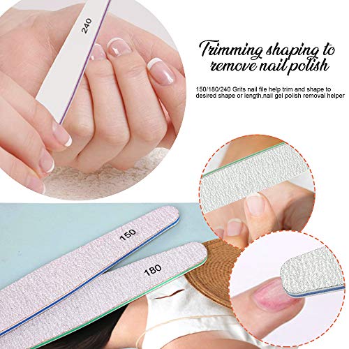 Teenitor 17pcs Nail Files and Buffer, 5pcs Colorful Files Blocks, 5pcs Black Sand Files, Professional Gel nail file Set and 7-sides Sky Dipping Powder Buffer 2pcs