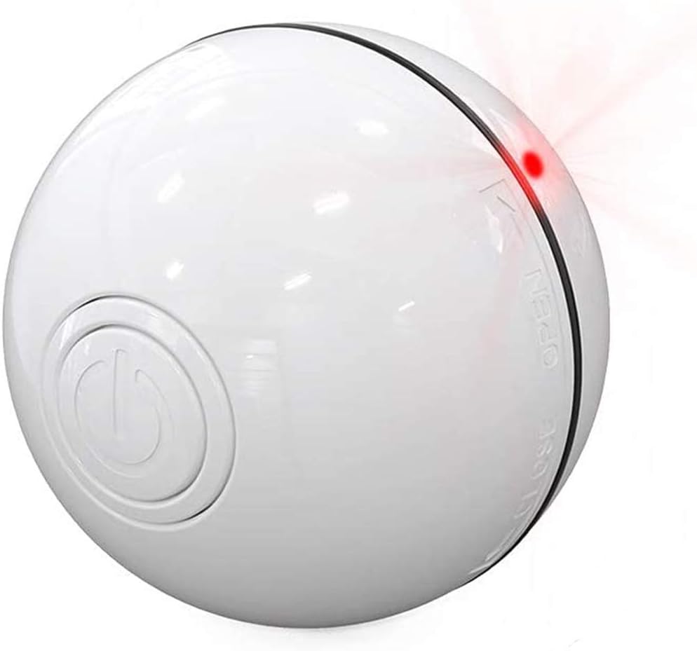 Mumoo Bear Smart Interactive Cat Toy - Newest Version 360 Degree Self Rotating Ball, USB Rechargeable - White
