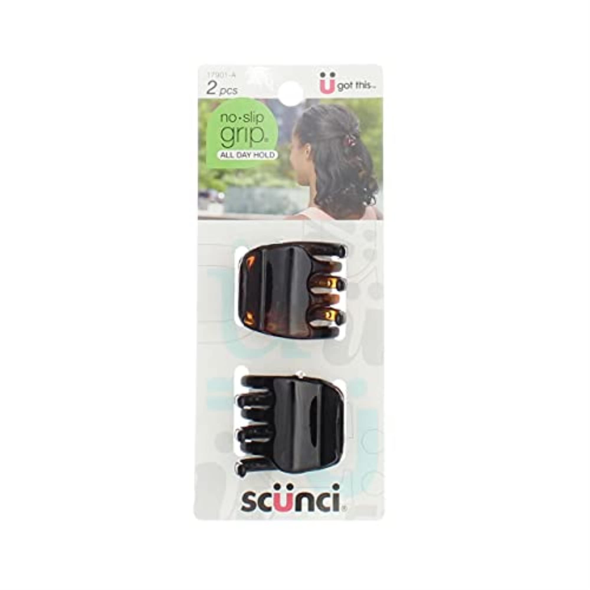 Scunci No-slip Grip Chunky Jaw Clips, 3.5cm, 2-Count