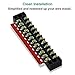 MILAPEAK Terminal Block and Strip - 5pcs 12 Position 600V 15A Dual Row Screw Terminals Strip with Cover+5pcs Pre-Insulated Barrier Jumper Strips Black & Red+ Spade Fork Wire Connectors