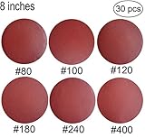 30 PCS 8-Inch NO-Hole PSA Aluminum Oxide Sanding Disc, Self Stick(5 Each of 80 100 120 180 240 400)