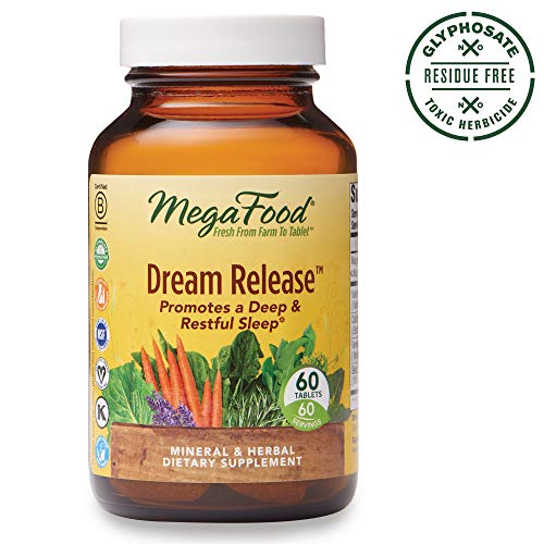 MegaFood - Dream Release, Promotes Mental Calm to Support Deep Relaxation and Restorative Sleep with Ashwagandha and Valerian Root, Vegan, Gluten-Free, Non-GMO, 60 Tablets (FFP)