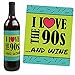 90's Throwback - 1990s Wine Party Decorations for Women and Men - Bottle Label Stickers - Set of 4