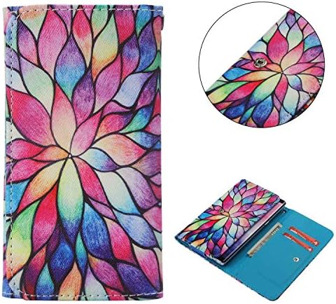 Universal Cell Phone Flip Case Compatible HTC Desire 828 Dual SIM 5.5" and More, Tenplus PU Leather Skin Protective Folio Case Cover Wallet Clutch Bag with Card Slots (Lotus Flower)