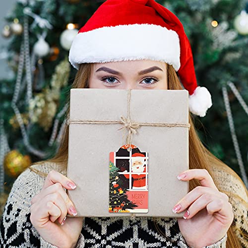SallyFashion Christmas Gift Tags，120pcs 6 Design Paper Christmas Paper Kraft Hang Gift Labels with String