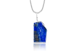 InfinityGemsArt Natural Raw Blue Lapis lazuli Stone Rough Crystal Gemstone Dainty Women Pendant Necklace, Chakra Healing Crys