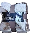 Ultimate Sherpa Throw Blanket Light Brown Reversible Cream 60