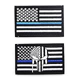 American Flag Velcro Patch Bundle ,2 Pieces Tactical USA Flag Punisher Patch