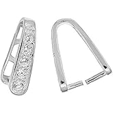 2pcs Adabele Authentic Sterling Silver 12mm Pendant Clasp Pinch Bail Clip Connector Cubic Zirconia CZ Tarnish Resistant for DIY Craft Jewelry Making SS41-3