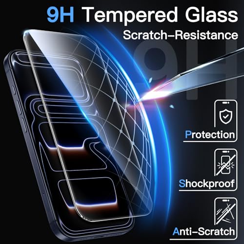 JETech Screen Protector for iPhone 17 Pro 6.3 Inches, Super Easy Installation Kit in 10 Seconds with Tray Alignment Only Step, Tempered Glass Anti-Fingerprint, 2 Units
