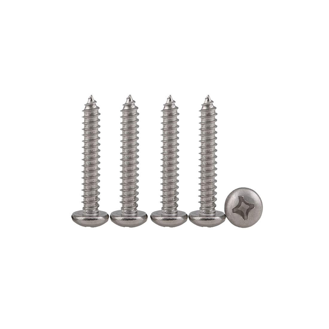 Drenky 100 Pcs Phillips Pan Head Screws 304 Stainless Steel Self-Tapping Screws Self-drilling Wood Screws Standard Cross Groove Full Thread Woodworking Fastener M3 X 16 — image 1