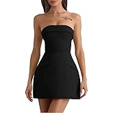 XXTAXN Women's Summer Sexy Sleeveless Tube Formal Party A-line Tulip Back Zipper Mini Dress