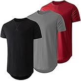 JMIERR Mens 3 Pack Cotton Hipster Hip Hop Longline Crewneck T-Shirt