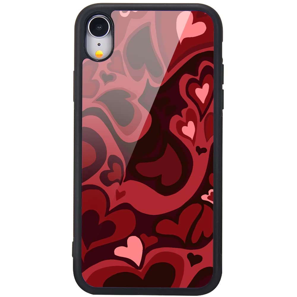 MAYCARI Aesthetic Cute Red Heart Printed Cases for iPhone X/XS，Cute Slim Soft TPU Hard Back Shatter-Resistant Shockproof Anti-Fall Protective Girly Painting Art Cover Case for Girls Women Children — image 1