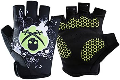 Specialized Bicycle Riding Gloves Cool Pattern Elite Skull Hand Gloves For Long Distance Rides Fitness Biker Safety Road Cycling Camp Picnic Driver Running Workout Mtb Non Slip (Green, L)