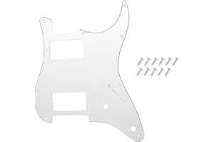 DIAO79NI Pro 11 Hole HH Guitar Strat Pickguard Humbucker for American/Mexican Fender Standard Stratocaster Modern Style, White-Black, 3ply.