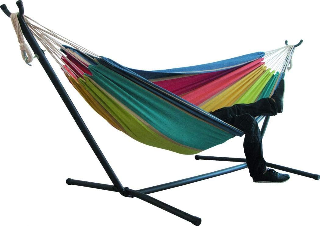 BALIYA Comfort Durability Striped Hanging Chair Large Hammocks Chair Woven Double Hammocks with Stand (5,Bring Support)