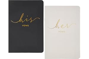 Urnseh Wedding Vow Books His And Hers, Officiant Book For Wedding Ceremony, Gold Foil Wedding Notebook Bride Groom Booklet For Wedding Gifts, 28 Pages, 5.9" X 3.9", Wedding Journal, Black Milk