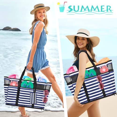 JUYANO Large Beach Bag with Zip, Waterproof Swimming Bag, Beach Bag, XXL Family Travel Bag, Beach Tote Bag, Shopper for Beach, Pool, Gym, Travel, 45 L