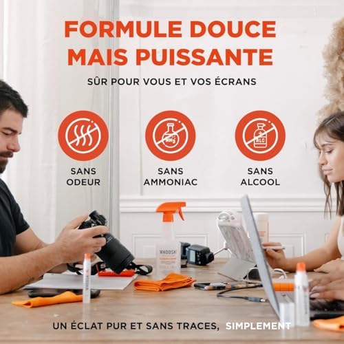 Duo Nettoyant d’écran 8ml & 100ml pour téléphone Lunettes Ordinateur portable MacBook avec chiffons en microfibre Nettoyage du téléphone Sans traces Bouteilles sans fuite Maison Voyage