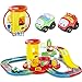 Toy Garage Playset 27.2'' x 13.4'', Race Track Set for Toddlers with 2 Racer Cars, Stem Learning Toy Vehicle Playsets