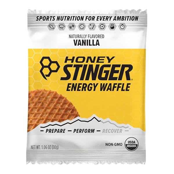 HONEY STINGER ORGANIC VANILLA WAFFLE, ENERGY STROOPWAFEL FOR EXERCISE, ENDURANCE AND PERFORMANCE, SPORTS NUTRITION FOR HOME & GYM, PRE AND POST WORKOUT, 16.96 OUNCES (PACK OF 16)