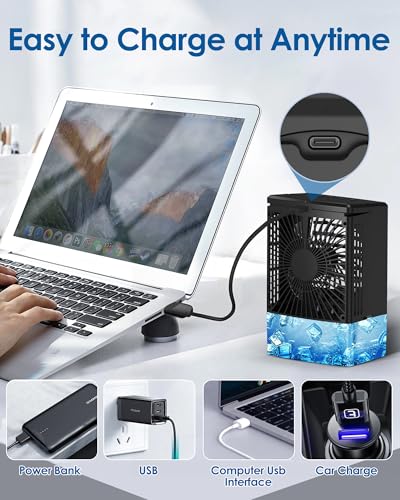 Portable Air Conditioners，Upgraded Portable AC Small Air Conditioner Personal Air Cooler Mini Evaporative Cooler 3 Wind Speed Portable Small AC with 7 Night Light for Room Home Bedroom Office