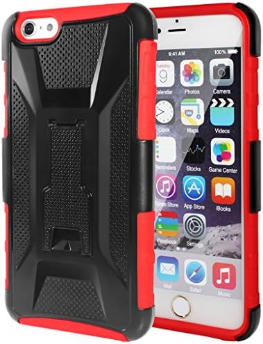 iphone 6 plus Case,Qcute Full Protection [Heavy Duty]Proof Shock Dual Layer Combo Holste(5.5inch) with Belt Swivel Clip for iphone 6 plus (Red)