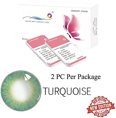Color Contacts Lenses, Multicolor Cute Charm and Attractive Contact Lenses (2 PC Per Package) (Turquoise - Package 2)