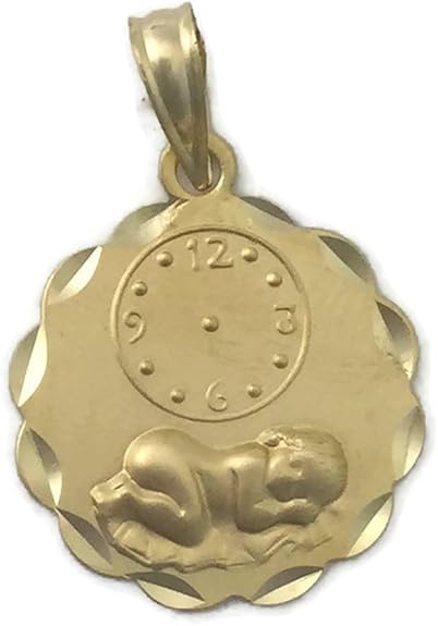 Medaille D Or De 18 Klts De Bebe J Louis J L Med 026 Jesus Et Horloge Heure Naissance Amazon Fr Bijoux