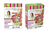 Ginnyminis Organic Gluten-Free Cookie Bites 2 Flavor Variety Bundle: (1) Chocolate Chip Oatmeal Bliss, and (1) Coconut Oatmeal Bliss, 7.5 Oz. Ea. (2 Boxes Total)